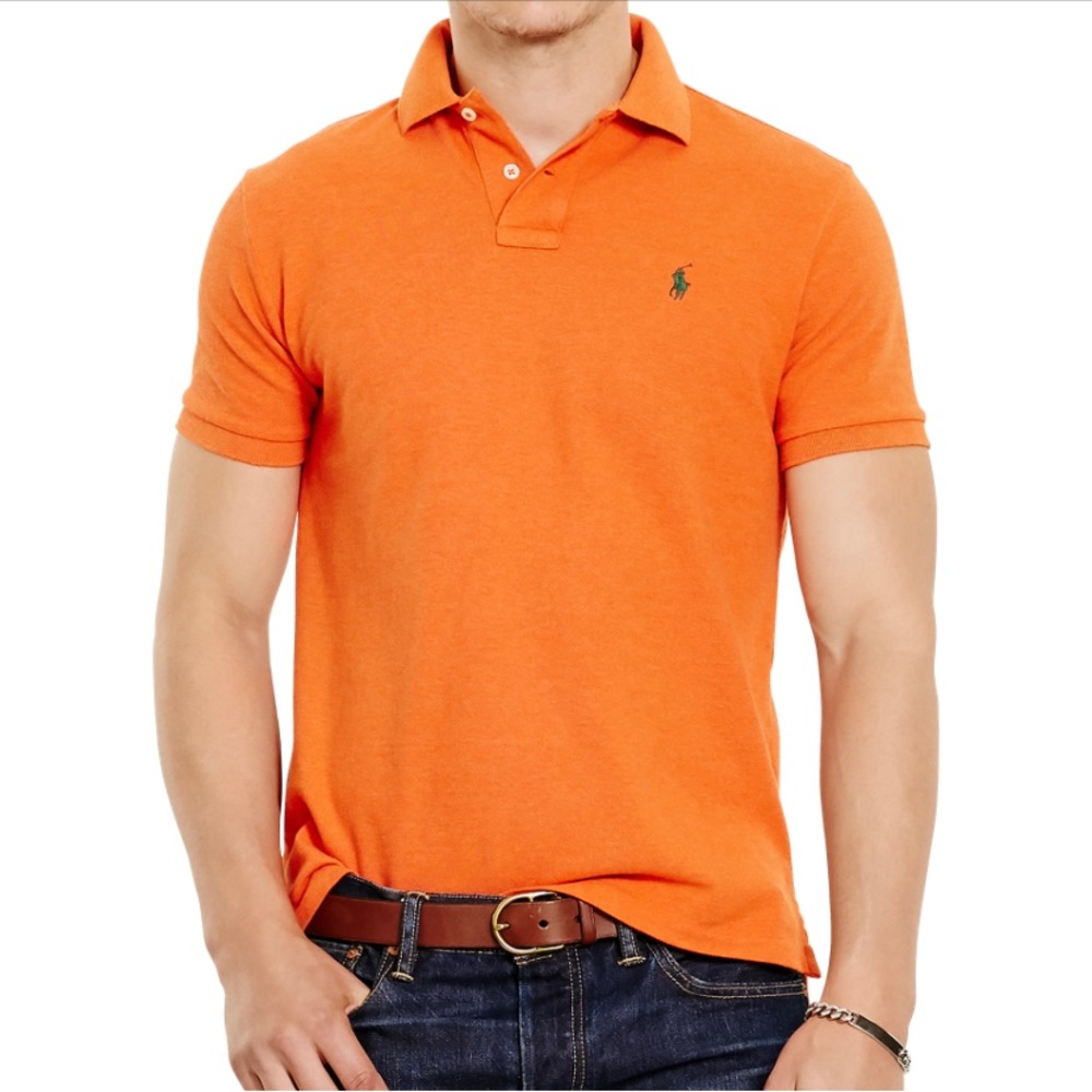 Polo Ralph Lauren Slim Fit Mesh Polo Shirt in College Orange Size XXL